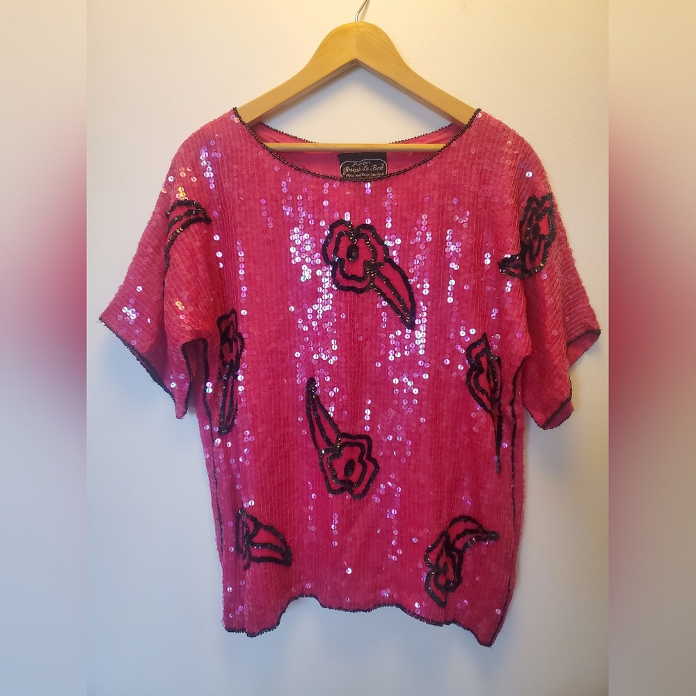 Jean for Joseph LeBon vintage silk with sequins top